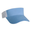 Brushed Cotton Twill Visor with Athletic Mesh Back (Blue Sky/White)